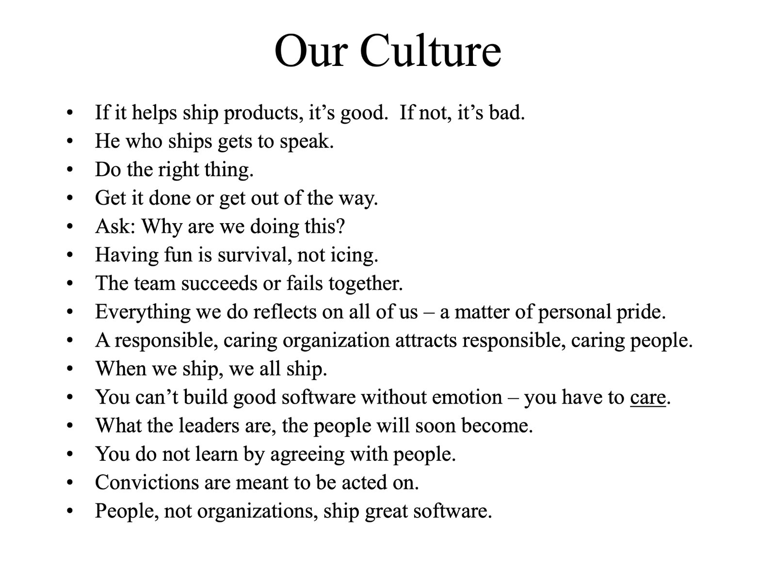 Our culture