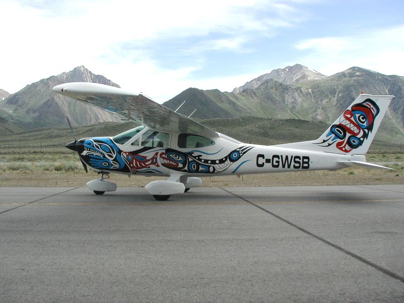 Cessna cardinal painted as a Haida totem pole
